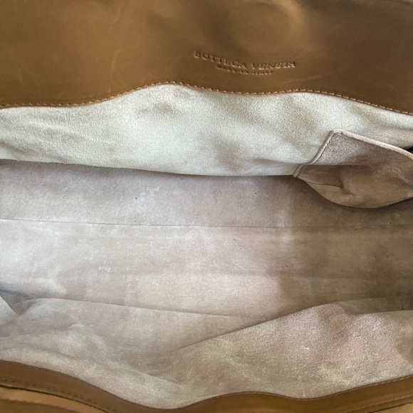 Bottega Veneta Caramel Leather & Taupe Canvas Hand to Crossbody Strap Bag w/ COA - Picture 4 of 16